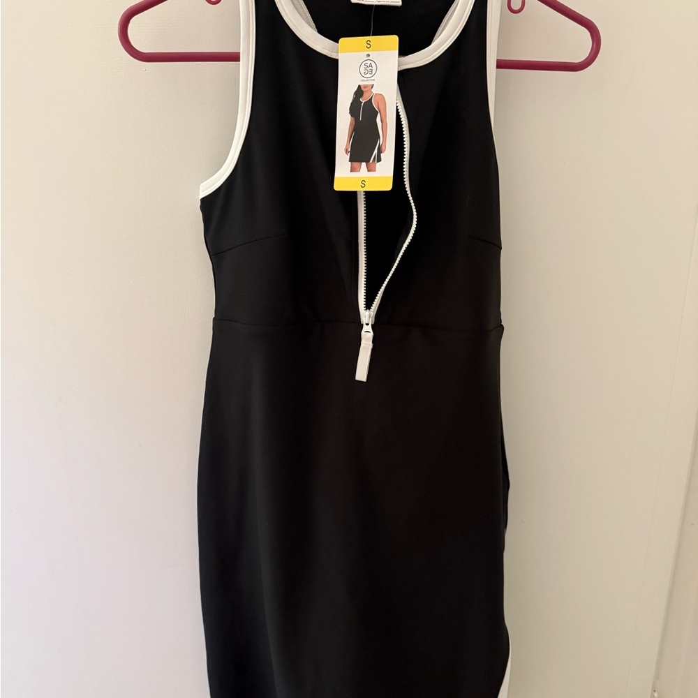 Cascade Collective Black Athletic Halter Sheath Dress
